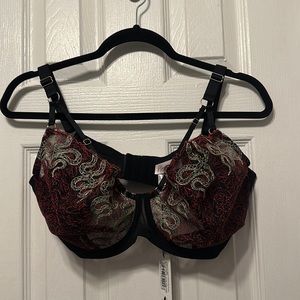 Playful Promises, Dakota Sheer Lace Underwire Bra, black/red, 36k